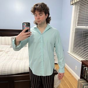 Calvin Klein Men’s Size 34/35 Mint Stripe Long Sleeve Shirt